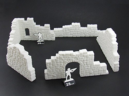 Ruined Stone Walls Wall Set B, Terrain Scenery for Tabletop 28mm Miniatures Wargame, 3D Printed and Paintable, EnderToys
