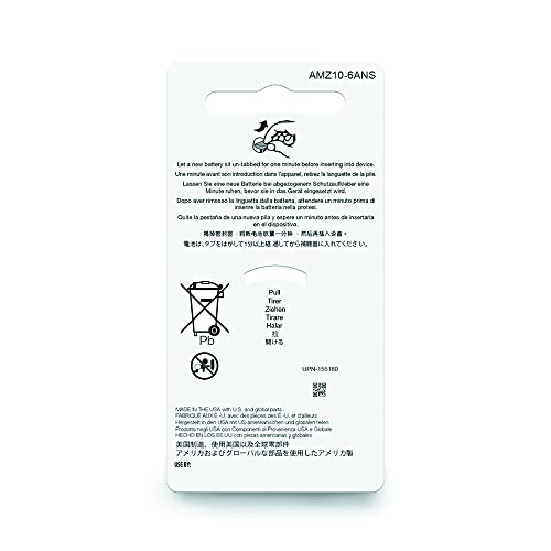 Amazon Basics 60Pack Hearing Aid Size 10 ZincAir Batteries, 1.45 Volt
