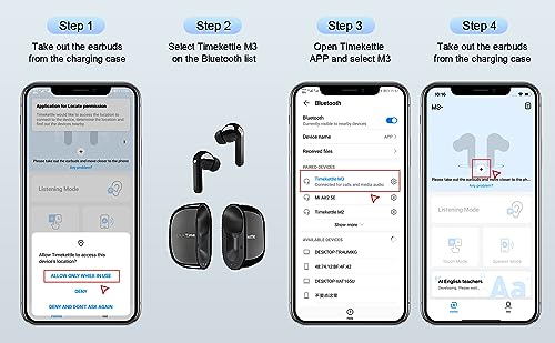 Timekettle M3 Language Translator Earbuds, Two-Way Translator Device with APP for 40 Languages Online, Voice Translator for Exploring Expat Life Freely, Compatible with iOS, Android (Online Version)