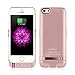 Leadtry 4200mah Iphone 5 5s 5SE Universal Slim Case Rechargeable Portable Charger Case Outdoor Moving External Battery Backup Case Cover with 4 LED Lights Built-in Pop-out Kickstand Holder (Rose)