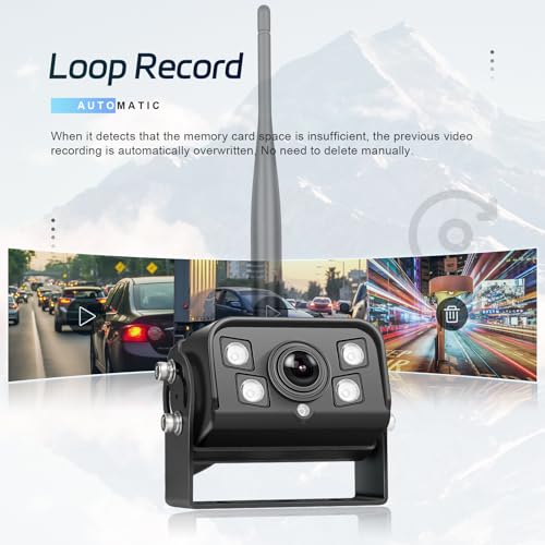 Fuluku Digital Wireless Rear View Camera with 9'' HD Monitor, 2 Waterproof Wide Angle License Plate Cameras and Night Vision, for 12V 24V Car/Truck/Coach/Pickup/SUV/Van/Camper