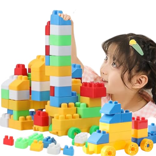 RINISH Building Blocks Set for Kids | Toddlers 80 Pcs - Jumbo Toy Blocks in Multi Colors for Kids 18 Months and Up, Creativity, and Motor Skills - Toys for Boys and Girls