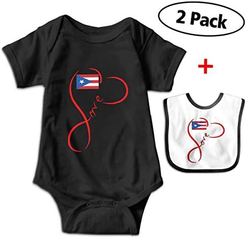 Love Puerto Rico Flag Boricua Puerto Rican Map Baby Girls' and Boys' Cotton Short Sleeve Bodysuits One-Piece