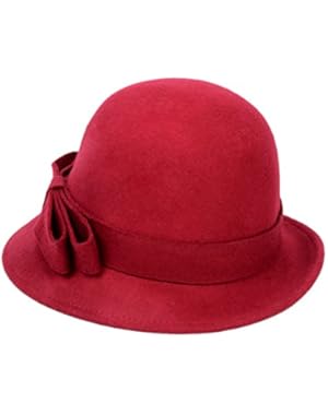 Wool Cloche Hat Mushroom Vintage Bowler Felt For Women With Bow Bucket Bell Cap