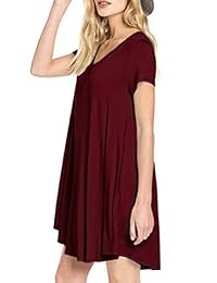 Jouica, vestido tipo camiseta, mangas largas, informal, calce suelto, con bolsillos, para mujer.