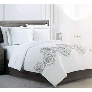 Amazon.com: Tahari Bedding Metallic Silver Stripes on