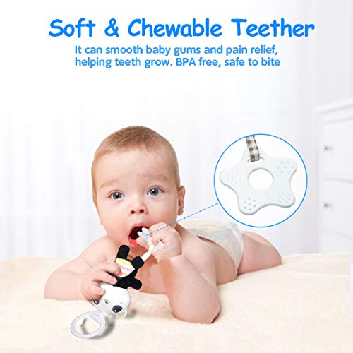 EASICUTI Baby Soft Plush Rattle Teether Set, Infant Stroller Car Seat Musical Hanging Rattles Teethers Toys, Early Development Handbells Baby Toys, Sensory Gift for 3, 6, 9, 12 Month Newborn-3 PCS - Thumbnail 3
