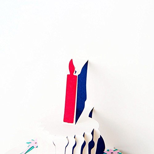 Tubwair Birthday Greeting Card 3D Pop up Cake Paper Handmade Post Cards (Red)