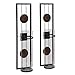 Danya B. QBA737 Modern Floating Decorative Metal Medallion Pillar Candle Sconces – Wall Mount – Easy to Hang - Set of 2