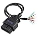 iKKEGOL Pack of 2 16 Pin J1962 OBD2 OBD-II Male Connector to Open Plug Wire, OBD Diagnostic Extension Cable Pigtail for DIY x 2 (60cm 24