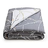 Bedsure Weighted Blanket Cover 60x80-100% Cotton - Queen Duvet Cover for Weighted Blanket - Tree Branch Floral Pattern- 3-Sided Zipper for Removal & Washing - Grey (Duvet Cover Only)