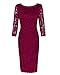 OUGES Women's 3/4 Sleeve Lace Cocktail Party Dress(Wine,XXL)