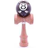 Kaleb Kendama with Faces Ball and Extra String (Black 8 Ball)