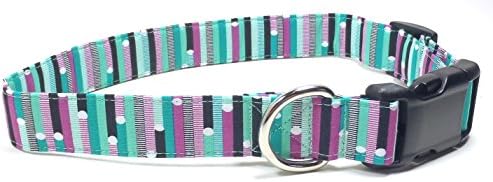 Ruff Roxy Teal Ribbon Stripes Dog Collar, Limited Edition