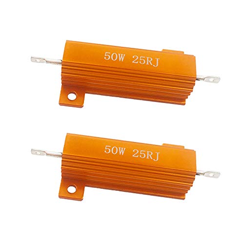 JABINCO 2PCS 50W Watt 25 Ohm Resistor Aluminum Case Wirewound Chassis Mounted