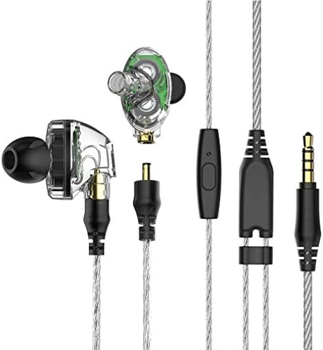 Dual Driver Earphones, VJJB N1 3.5mm In-ear Stereo Earbuds High Definition with Mic, Control and Electronic Tuning Technology (Transparent)