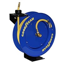 Good Year 10344 Retractable Hose Reel with Made in USA Rubber Air Hose, 50' x 3/8