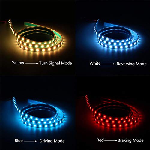 LUVODI 48" 12V Car LED Tail Strip Light 6 Functions 4 Colors Car Trunk Tailgate Rear Turning Signal Light Bar Warning Running Flow Box Lamp for Reverse, Brake, Double Flash, Flexible Waterproof