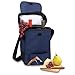 PICNIC TIME LEGACY - Duet Wine and Cheese Tote, Insulated Bottle Carrier Bag with Wooden Board, (Navy Blue), 17 x 12 x 7