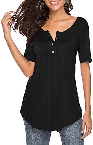 ZJCTUO Womens Long Sleeve Top V Neck Button up Autumn Casual Loose Fit Tunic Tops Basic Tee Shirts Blouses