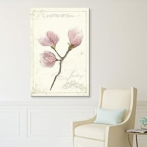 Canvas Wall Art - Vintage Style Purple Magnolia Flowers - Giclee Print Gallery Wrap Modern Home Art Ready to Hang - 12x18 inches