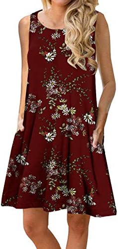 Women Summer Casual Dresses Beach Cover Up Loose Tank Dress with Pockets