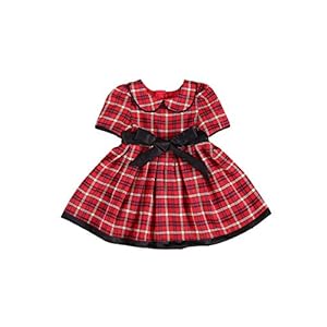 Carolilly Kerstjurk meisjes jurk prinses jurk meisjes feestelijke jurk meisjes kerst geruit jurk rood lange mouwen