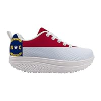 Swing Platform Toning Fitness Casual Walking Shoes Wedge Sneaker Women North Carolina Flag -40 White