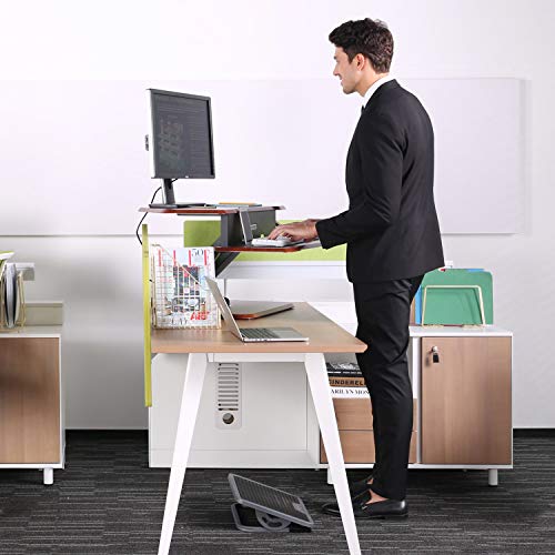 Eureka Ergonomic 28" Height Adjustable Sit-Stand Desk, Corner Desk - with Keyboard Tray Cherry - Thumbnail 4
