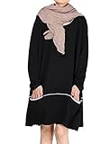 Mordenmiss Women's Daily Knitwear Spring Loose Sweater Dress (Large, Black)