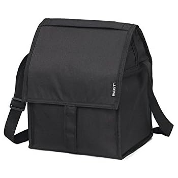 PackIt Freezable Deluxe Large Lunch Bag with Shoulder Strap, Black