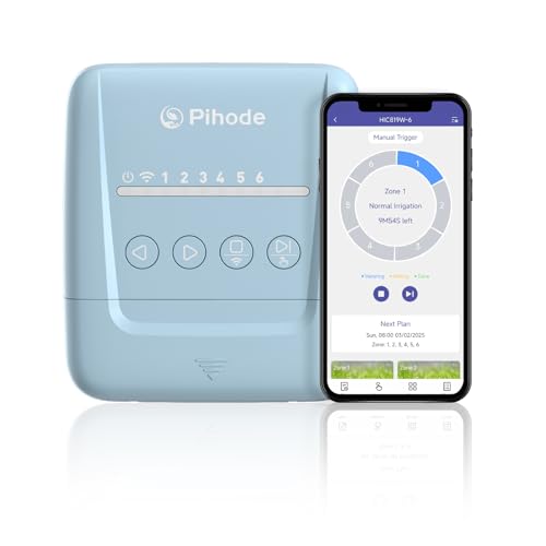 6 Zone Smart Sprinkler Controller with Local Weather Intelligence and Atmosphere Lights,