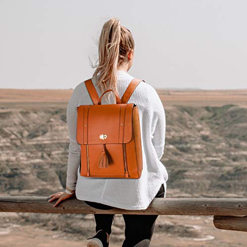 Estarer Women PU Leather Backpack 15.6inch Laptop Vintage College