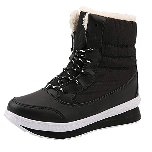 LandFox Women Winter Snow Boots Women Winter Keep Warm Shoes Mid-Calf Platform Boots