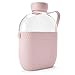 Hip 22-oz Flat Water Bottle Flask with Textured Silicone Sleeve and Carrying Handle - Tritan BPA-Free Plastic (Blush)