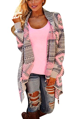 Eshion Women's Knitted Drape Front Sweater Aztec Long Sleeve Striped Cardigans Coat Eshion Women's Knitted Drape Front Sweater Aztec Long Sleeve Striped Cardigans Coat