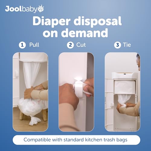 Jool Baby SmartWave Plus Diaper Pail & Refill – Motion Sensing Lid with Odor Lock – Compatible with Regular Trash Bags – Holds up to 50 Newborn Diapers