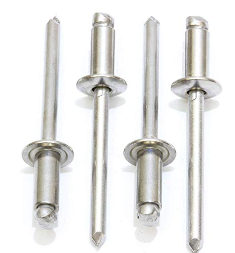 Premium Aluminum Blind Rivets 100pcs 3/16 x1 Inch(5x25mm),Self-Plugging Open End Dome Head Decorating Fastener Nails Pop Rivets