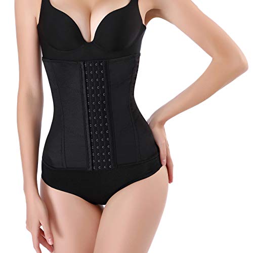 Picotee Women's Waist Trainer/Cincher/Trimmer Underbust Corset for Weight Loss Body Shaper (Black corset, XL)