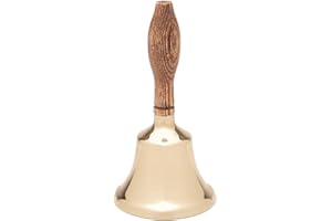 Bevin Bells Solid Brass Hand Bell | 4HB | New England Hardwood Handle | Elegant Hand Call Bell | Noise Makers | Loud Brass Bells | Easy to Grip Handle | Teacher Handheld Bell | Made in CT, USA
