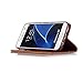Samsung S7 case,[Wallet Stand] embossing PU Leather Wallet Flip Protective Case with Card Slots and Wrist Strap for S7 Case (brown)