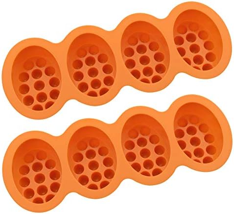 URlighting Massage Bar Silicone Soap Mold, 4 x 4.5 oz Cavities, DIY Handmade Soap Making Mold, Baking Cake Fondant Mousse Pudding Jelly Chocolate Mould Tray (2 Pack, Orange)