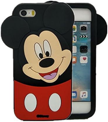 iPhone 5/5s/5se Case, kiyogoods Fashion Cute Cartoon disney mickey mouse Minnie Black 3D silicone Kids Teens Girls Women Protective carrying Case for Apple iPhone 5/5s/5se (mickey)