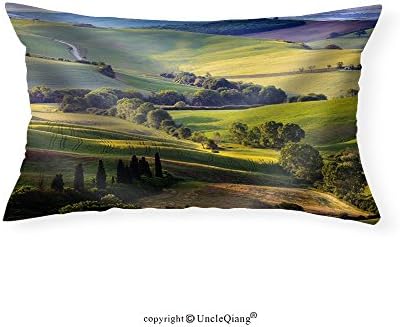 VROSELV Custom pillowcasesBeautiful and Miraculous Colors of Green Spring Landscape of Tuscany Italy. - Fabric Home Decor(16"x20")