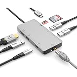 USB-C Multiport Adapter - USB-C Travel Dock met 4K HDMI, 3x USB 3.0 Hub, SD/SDHC, GbE, 60W PD 3.0 Pass-Through - Compacte USB-C Mini Docking Station USB Type-C/Thunderbolt 3 - DKT30CSDHPD3