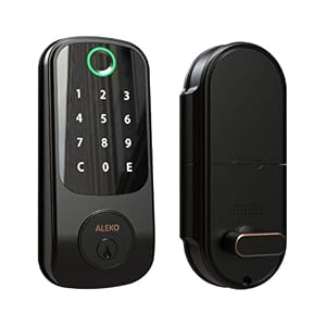 ALEKO 3-in-1 Keyless Entry Smart Door Fingerprint Lock with Touchscreen Keypad – Black