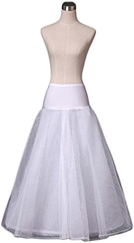 Udresses Women's Full Lenth A-Line Wedding Petticoat Underskirt Crinoline Slips PE12 White