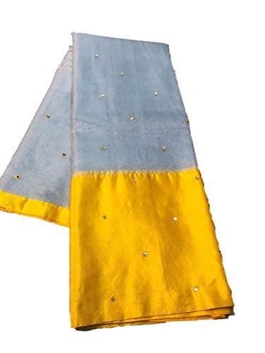 Baba Treding tissue border with mirror work Grey