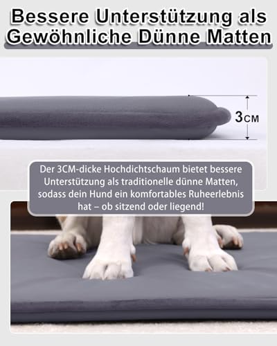 Favodormir Waterproof Dog Mat Outdoor 105 x 70 cm, Dog Bed Large Dogs Made of Faux Leather, Easy to Clean, Portable Space-Saving Dog Cushion, Washable Dog Mattress for Indoor and Travel, Grey