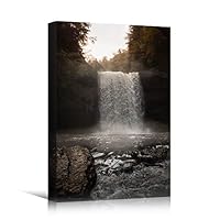 Canvas Wall Art Lake Waterfall Landscape Multicolor Photography Relax/Calm Traditional Waterfall - 12x18 inches